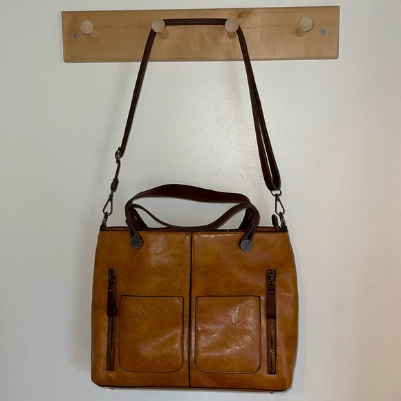 Grace Callie Handbags - Grace Callie Tan Vegan Leather Shoulder Purse